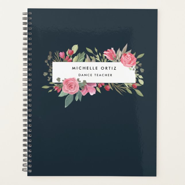 Agenda Professor de dança Floral Personalizado (Frente)