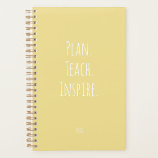 Agenda Professor de Roteiro Motivacional Amarelo Pastel A