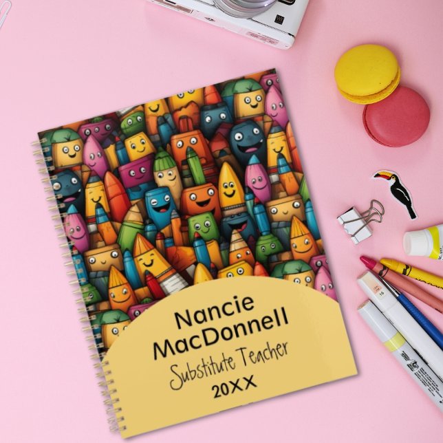 Agenda Professor divertido Educação Colorida Padrão de Ca (Fun Teacher Education Colorful Cartoon Pen Pattern Planner)