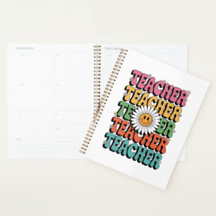 Agenda Professor Groovy Flor de Margarida Fofo Estilo Ret