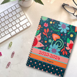 Agenda Professor Personalizado, Bonito Floral Cheerful