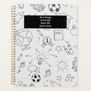 Agenda Professora do Ensino Elementar White e Black 2025