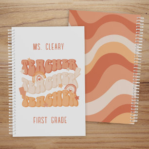 Agenda Professora Personalizada da Groovy Retro Orange