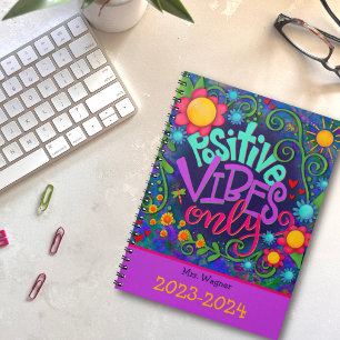Agenda Professora Personalizada Positiva Vibes Flores Div