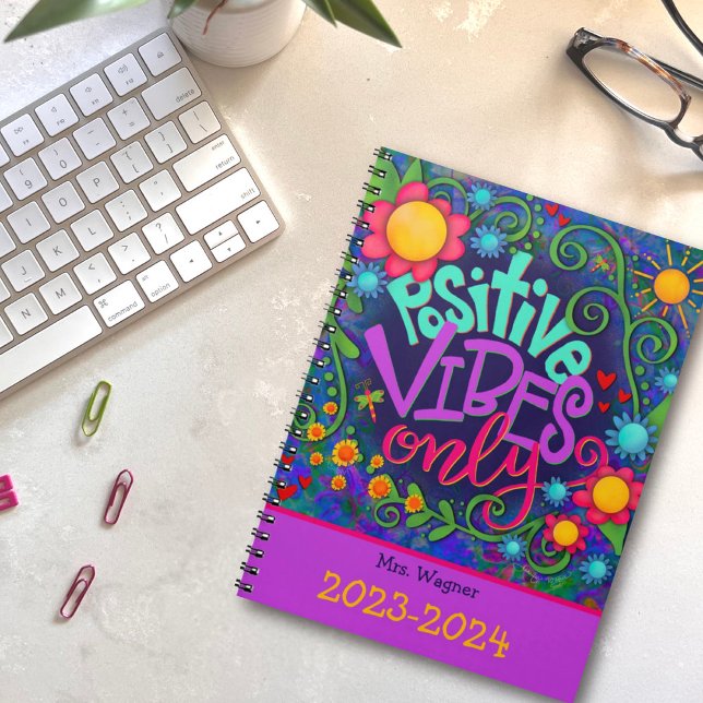 Agenda Professora Personalizada Positiva Vibes Flores Div (Criador carregado)