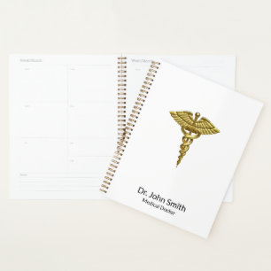 Agenda Profissional de Caduco Dourado Médico do precioso