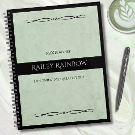 Agenda Profissional Monograma Verde Salvia Administrativo