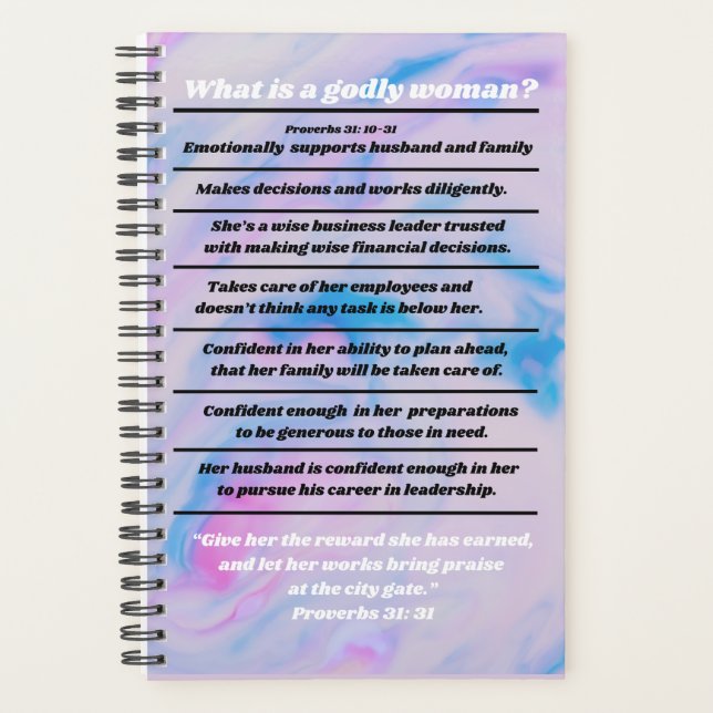 Agenda Proverbos Infográficos Ideal Para Mulher Cristã 31 (Frente)