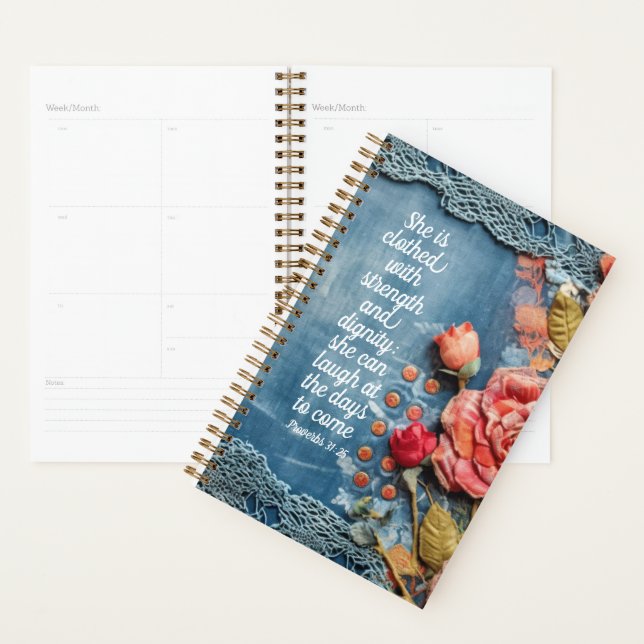 Agenda Proverbs 31:25 Planner Inspiring Bible Verse (Exibição)