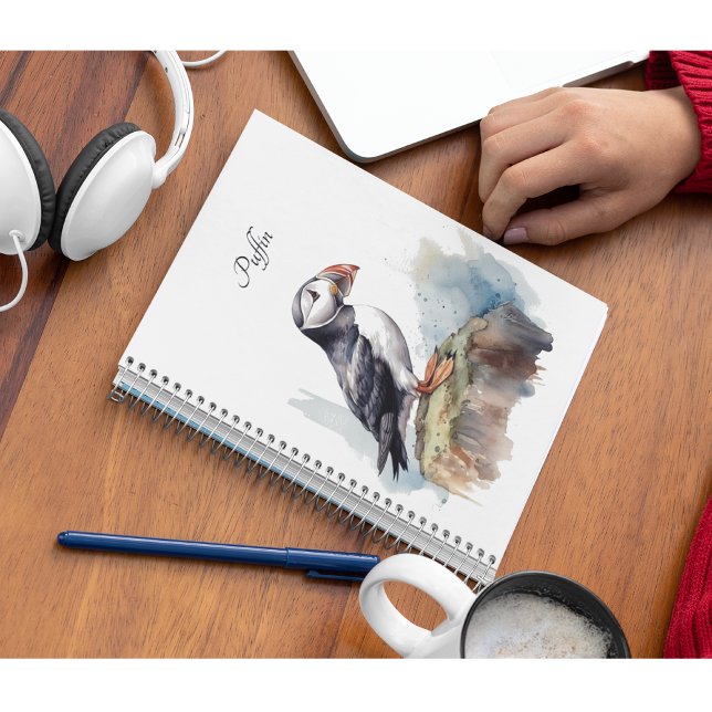 Agenda Puffin em Rock Watercolor, personalizado (Criador carregado)