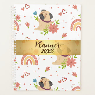 Agenda Pug com o Arco-íris Personalizado Planner