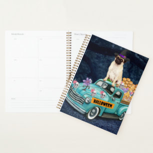 Agenda Pug Dog Halloween Truck Noite Assustadora