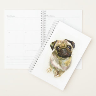 Agenda Pug Face Art Impressão Cachorro de Cueca