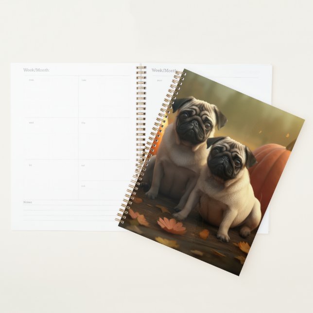 Agenda Pug Puppy Autumn Delight Pumpkin (Exibição)