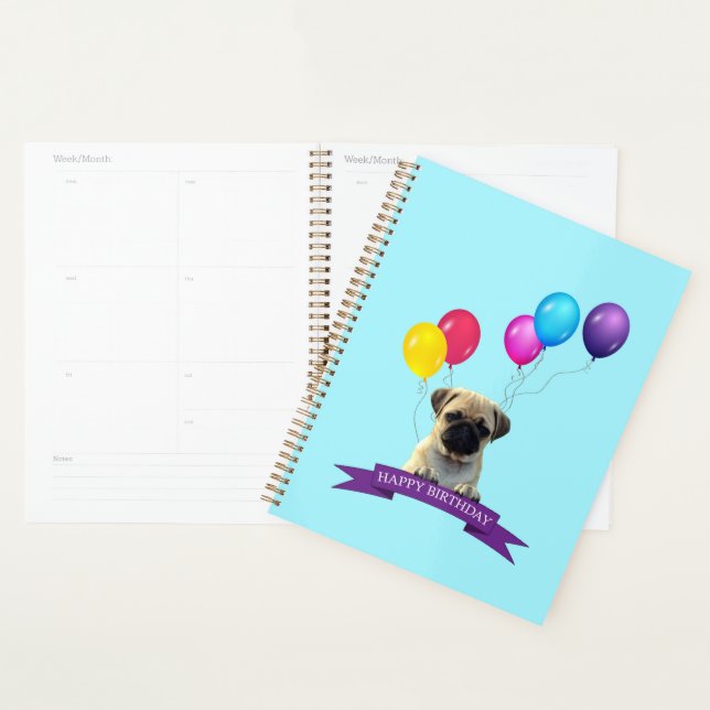 Agenda Pug Puppy Dog Feliz Aniversário Gift Bag (Exibição)