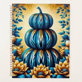 Agenda Pumpkin de Stripe de Tigre Azul e Dourado