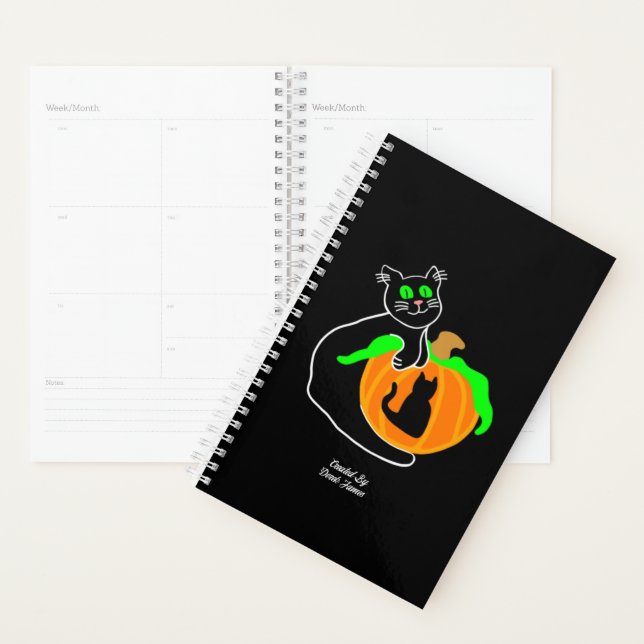 Agenda Pumpkin Pequeno Planner de Gato Negro (Exibição)