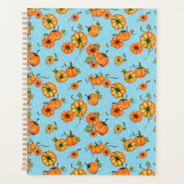 Agenda Pumpkins Laranja/Azul com Aquarela