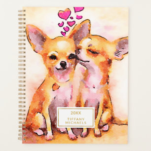 Agenda Puppy Love Chihuahua Hearts Watercolor