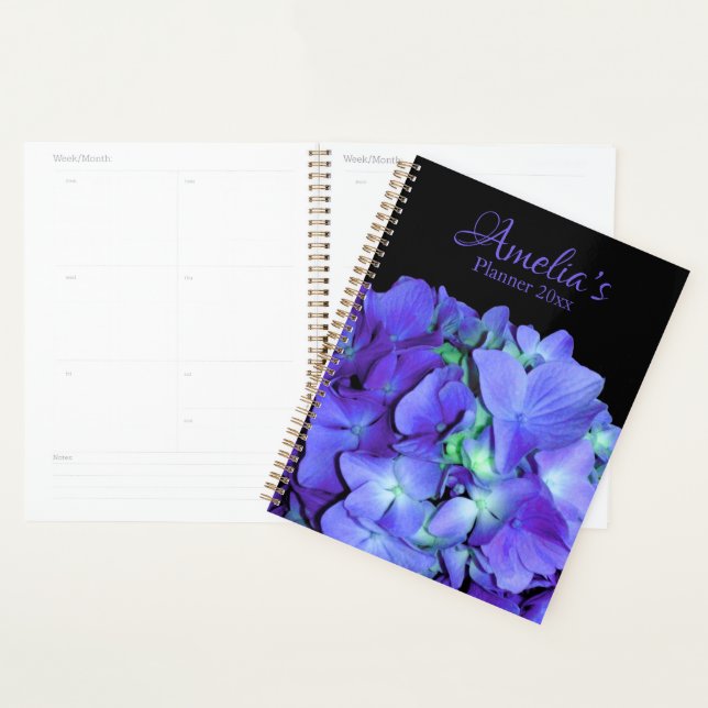 Agenda Purple and teal hydrangea, purple blue flowers  (Exibição)