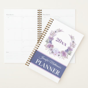 Agenda Purple Floral Wreath Personalizado Diariamente