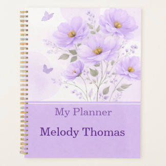 Agenda Purple Watercolor Floral Planner Cover