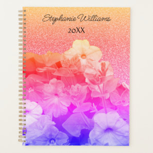 Agenda Púrpura Cor-de-Rosa Floral Nome Personalizado da G