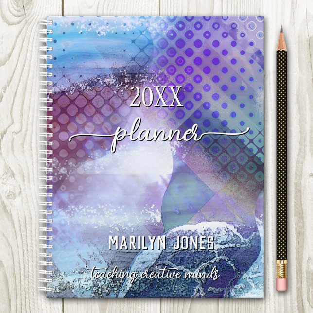Agenda Púrpura Criativa Professora Planner de Arte (Criador carregado)