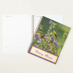 Agenda Púrpura de Casamento do Jardim Primavera Goldfinch