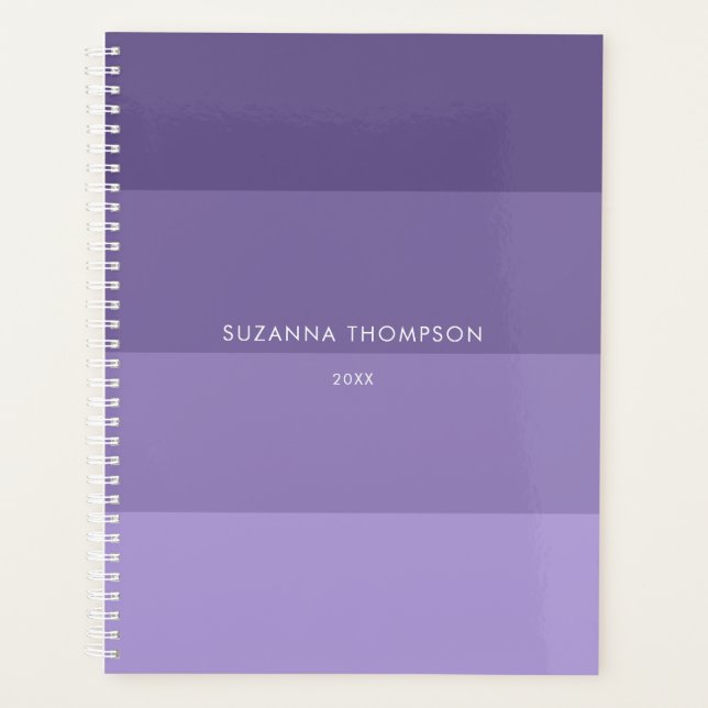 Agenda Púrpura de stripe horizontal moderna (Frente)