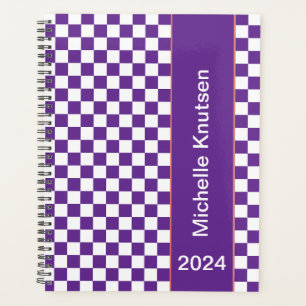 Agenda Púrpura e branco personalizado verificado em 2024