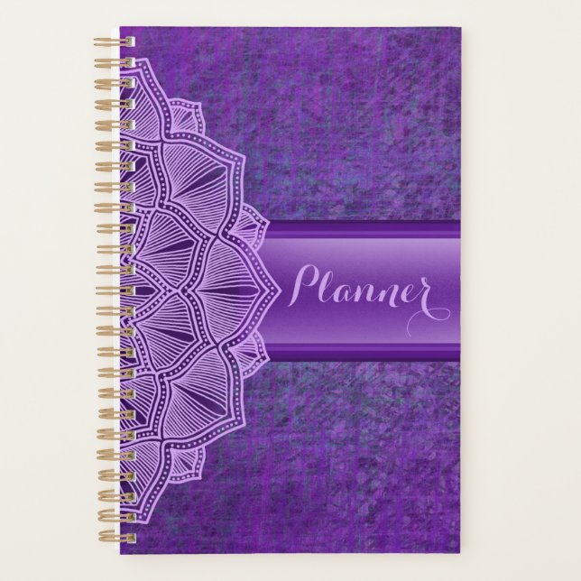Agenda Púrpura Mandala Boho Planner (Frente)