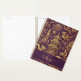 Agenda Púrpura Personalizada e Chinoiserie Victoriana Dou
