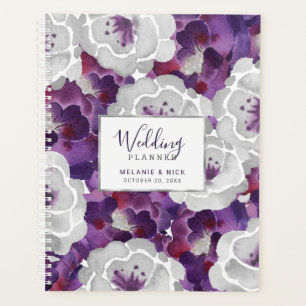 Agenda Púrpura Prata Floral Planner