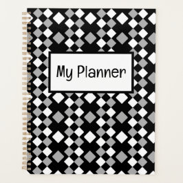 Agenda Quadrados brancos de cinzas pretas geométricos