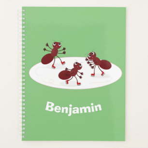 Agenda Quadrinhos de gelo de formigas vermelhas felizes