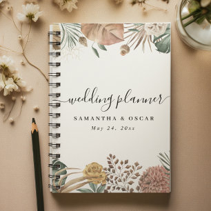 Agenda Quadro de Flores e Folhas de Aquarela Moderna de O