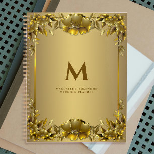 Agenda Quadro de Flores Gravadas no ouro Nome inicial