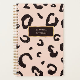 Agenda Quadro Dourado do Leopardo Rosa bonito