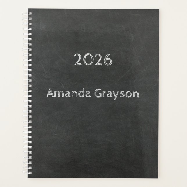 Agenda Quadro negro com data e nome personalizados (Frente)