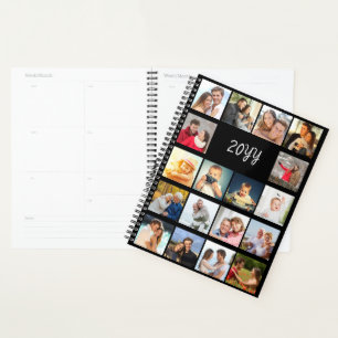 Agenda Qualquer Ano 18 Colagem de Fotos Preta
