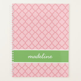 Agenda Quatrefoil Rosa | Pré-disquete rosa e verde