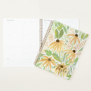 Agenda Queda Floral Watercolor Girassóis