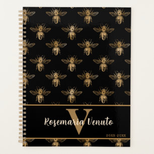 Agenda Queen Bee Black Dourado Pattern Design