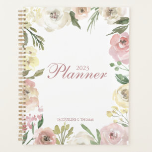 Agenda Quic Floral Cor-de-rosa Blush Ivory Personalizado