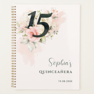 Agenda Quinceanera Floral Rosa, Rastreada, 15 Aniversário