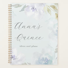 Agenda Quinceanera Personalizada 15 Anos Azul Floral
