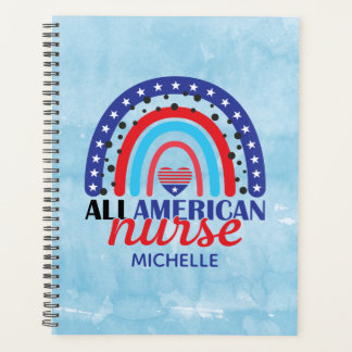 Agenda Rainbow Blue American Nurse Watercolor