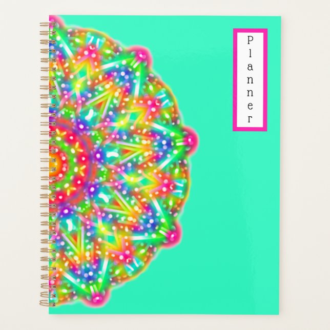Agenda Rainbow Mandala Aqua Boho Planner (Frente)