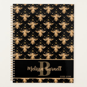 Agenda Rainha Bee Personalizada Design Dourada Preta